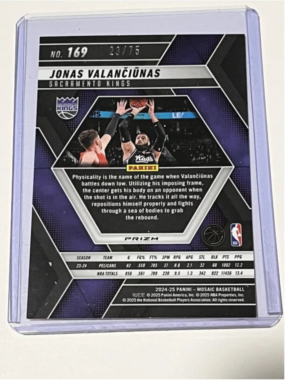 Jonas Valanciunas 2024-25 Panini Mosaic Bronze Mosaic 24/75 #169